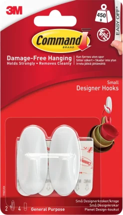 Command selvheftende kroker design, 2-pakning