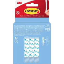 Command selvklebende strips L, transparent, 1,8 kg, 8-pakning