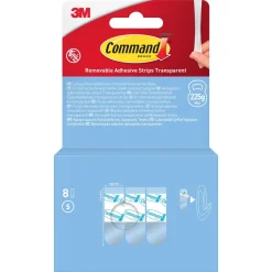Command selvklebende strips S, transparent, 225 gram, 8-pakning