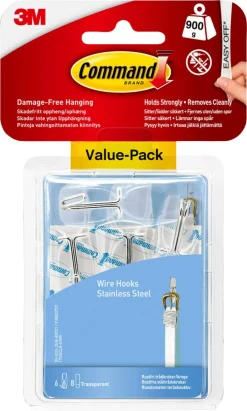 Command Value Pack selvheftende krok, rustfri ståltråd