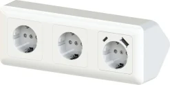 Cotech 3-veis stikkontakt til hjørne, utenpåliggende med USB
