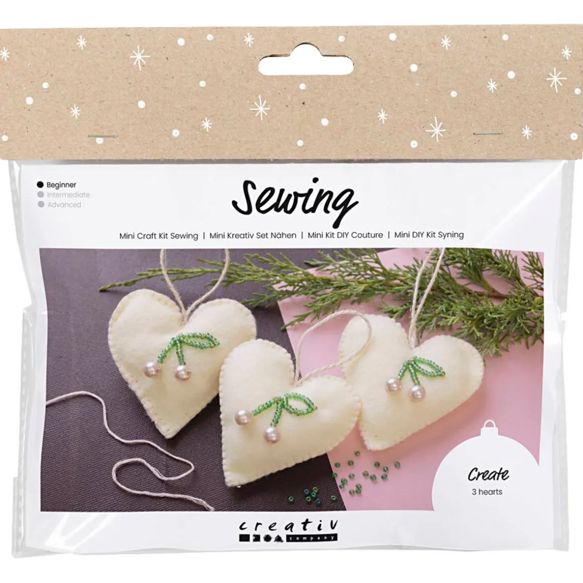 Creativ Company DIY-sett sysett, 3 hjerter