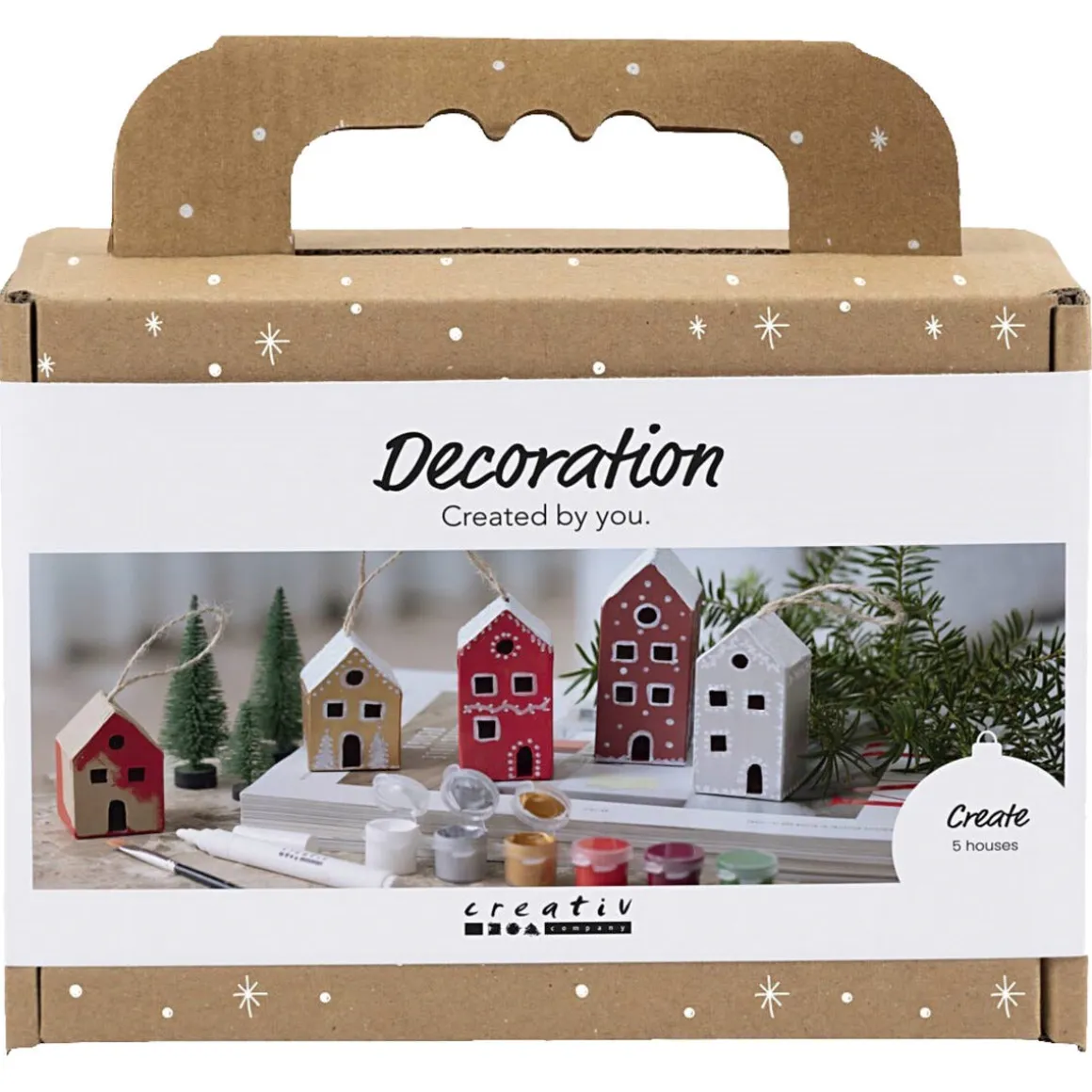 Creativ Company DIY-sett julepynt hus 5 stk