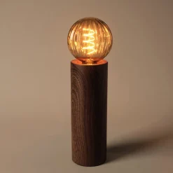 Deco bordlampe E27 metall med mørk treaktig fot, Northlight