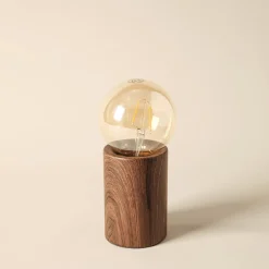Deco bordlampe E27 metall med mørk treaktig fot, Northlight