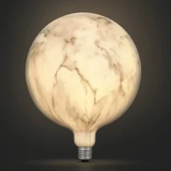 Dekorpære i marmordesign, LED, E27, varmhvit