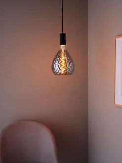 Dekorpære E27 med sotet glass, svart, 200 mm