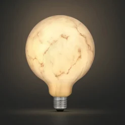 Dekorpære i marmordesign, LED, E27, varmhvit