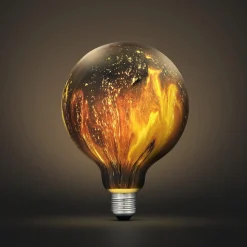 Dekorpære marmorert svart, LED E27 4,8 W dimbar