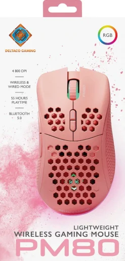 Deltaco Gaming trådløs gamingmus GAM-120-P, rosa