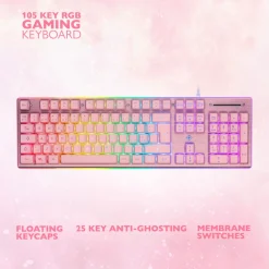Deltaco GAM-021-RGB-P gamingtastatur, rosa