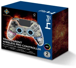 Deltaco håndkontroll til PS4 og PC, gjennomsiktig RGB