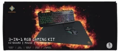 Deltaco 3-i-1 gamingsett med tastatur, mus og musematte