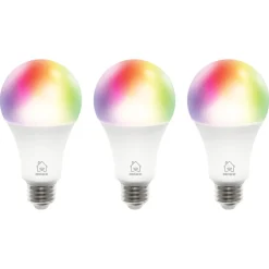Deltaco Smart Home RGB LED-pære E27 wifi, 9 W, 3-pakning
