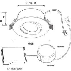 Designlight D-007 downlight LED varmhvitt 7 W IP44, hvit
