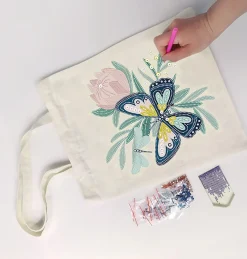 Diamond Painting-veske med sommerfugl DIY tøyveske