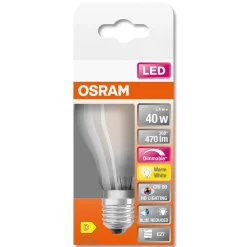 Dimbar LED lyspære E27 Osram, varmhvit