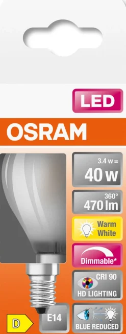 Dimbar LED-pære, illum E14 Osram, varmhvit