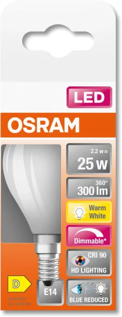 Dimbar LED-pære, illum E14 Osram, varmhvit