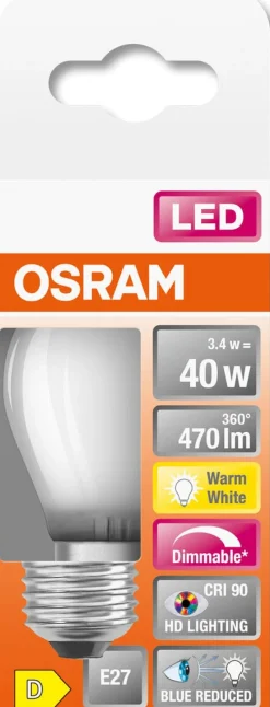 Dimbar LED-pære krone E27 Osram, varmhvit