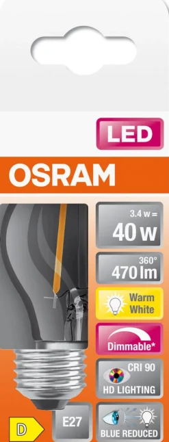 Dimbar LED-pære krone E27 Osram, varmhvit