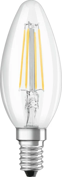 Dimbar mignon lyspære LED E14 Osram, varmhvit