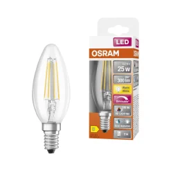 Dimbar mignon lyspære LED E14 Osram, varmhvit