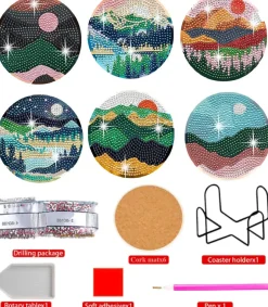 DIY glassbrikker med Diamond Painting, 6-pakning