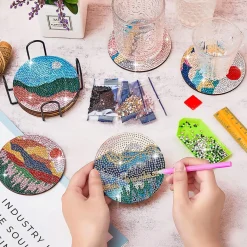DIY glassbrikker med Diamond Painting, 6-pakning