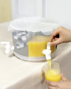 Drikkedispenser med 4 tappekraner, lokk og dreiebrett, 5,5 liter