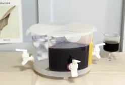 Drikkedispenser med 4 tappekraner, lokk og dreiebrett, 5,5 liter