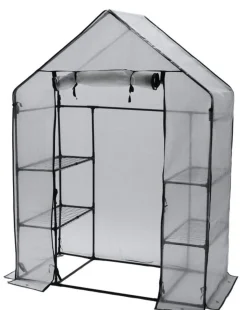 Drivhus med 4 hyller, plast, 1,43 x 0,73 x 1,95 m