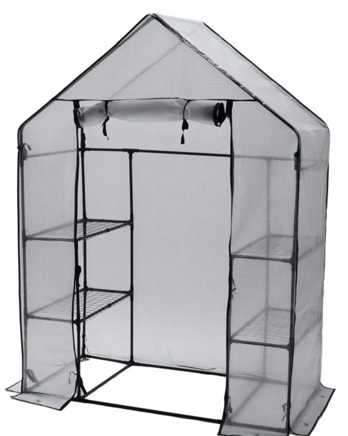 Drivhus med 4 hyller, plast, 1,43 x 0,73 x 1,95 m
