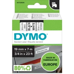 Dymo D1 merkebånd svart på hvitt 19 mm x 7 m