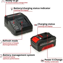 Einhell PXC C1 batteri og lader 18 V 4,0 Ah
