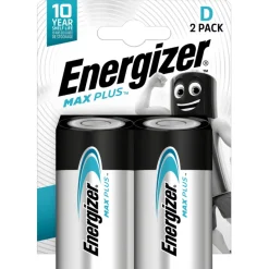 Energizer Max Plus D/LR20-batterier, 2-pakning