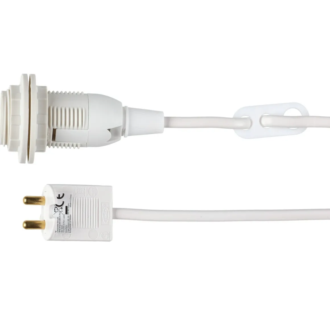 E14-pæreholder med ledning og støpsel, ujordet, 75 cm