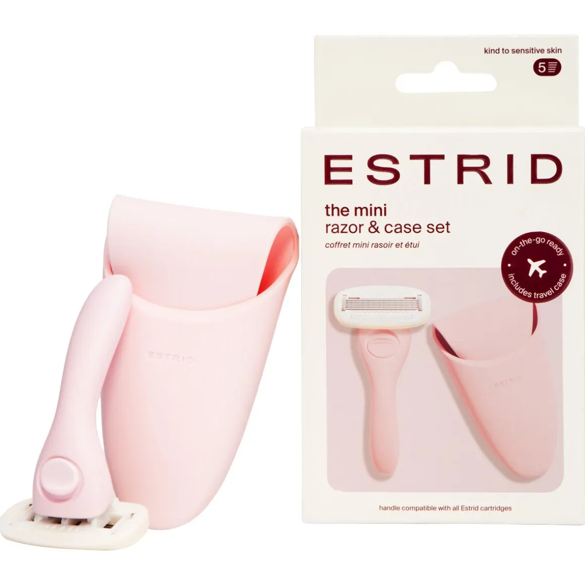 Estrid Mini liten barberhøvel med reiseetui