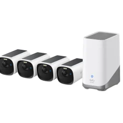 EufyCam E40 overvåkningskamera 2K med HomeBase, 4-pakning