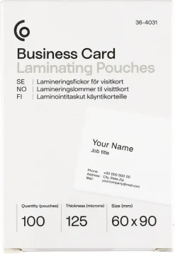 Exibel lamineringslomme til visittkort