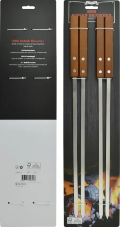 Flate grill- og kebabspyd, 4-pakning