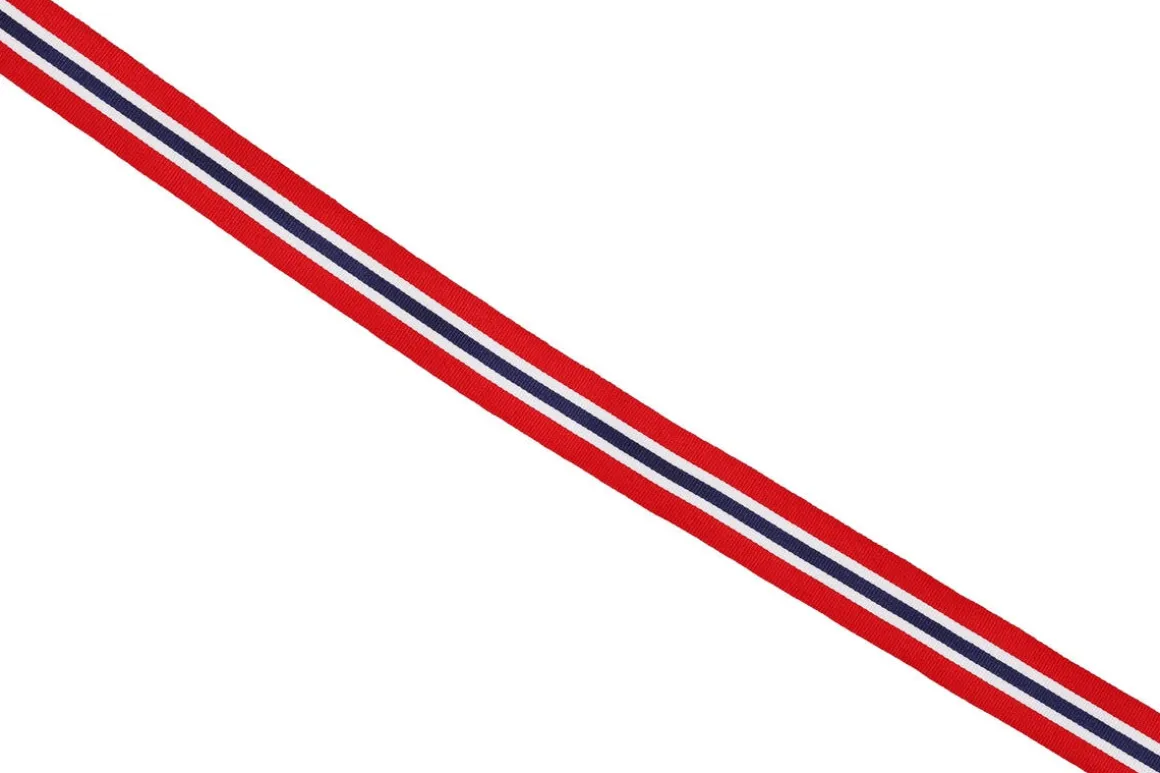 Gavebånd norgebånd rødt, hvitt og blått, tekstil