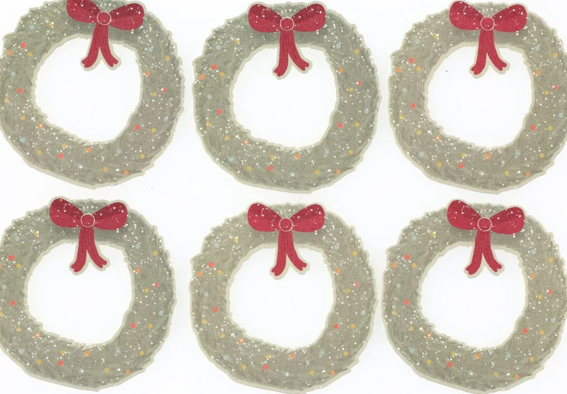 Gaveetiketter julemotiv krans 6-pakning