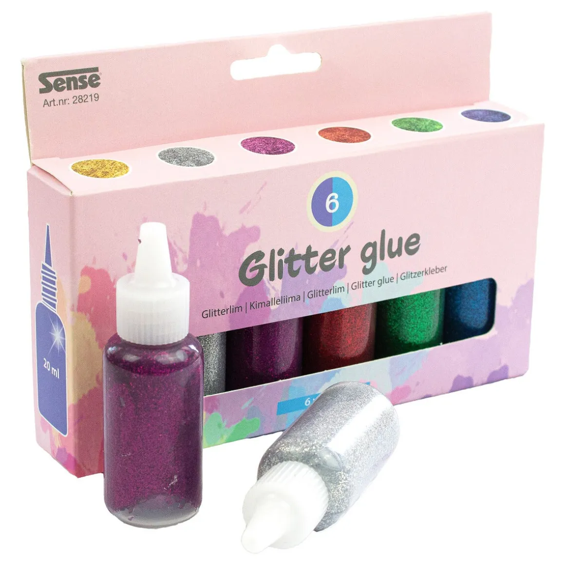 Glitterlim, 6 stk/pk, fra 3 år