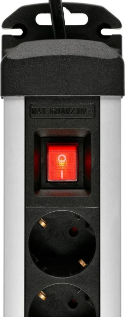 Grenuttak 10-veis med strømbryter, aluminium