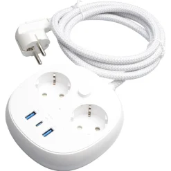 Grenuttak 2-veis med USB-A og USB-C, 1,5 meter