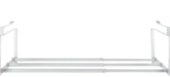 Hengende kurv for hylle, metall, hvit, bredde 39-69 cm