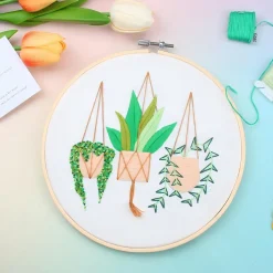 Hobbysett med broderi av blomsterampler, for nybegynnere, fra 12 år