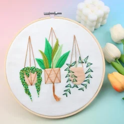 Hobbysett med broderi av blomsterampler, for nybegynnere, fra 12 år