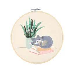 Hobbysett med broderi av sovende katt, for nybegynnere, fra 12 år